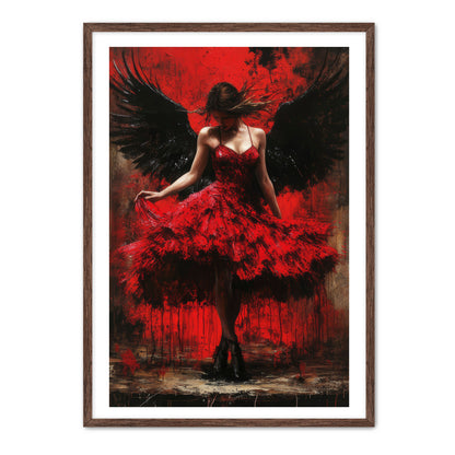 Angel in Red Dress Painting
