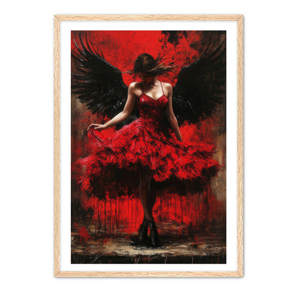 Angel in Red Dress Painting