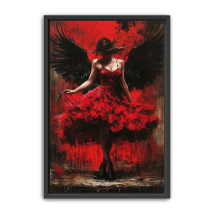 Angel in Red Dress Painting