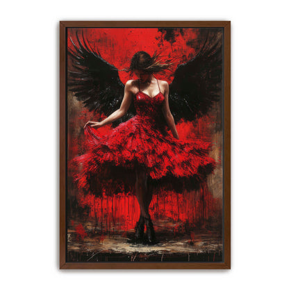 Angel in Red Dress Painting