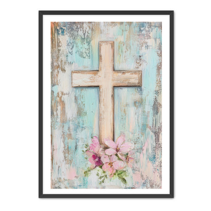 Blue and Pink Cross Print