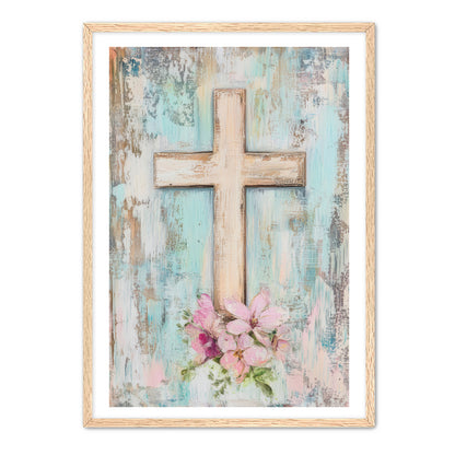 Blue and Pink Cross Print