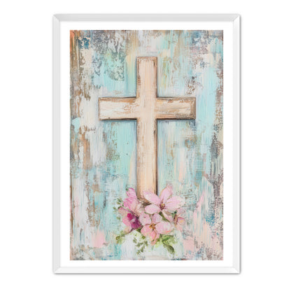 Blue and Pink Cross Print