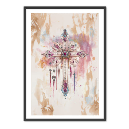 Boho Art Print with Cross