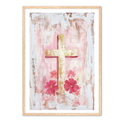 Boho Faded Art Print of Cross