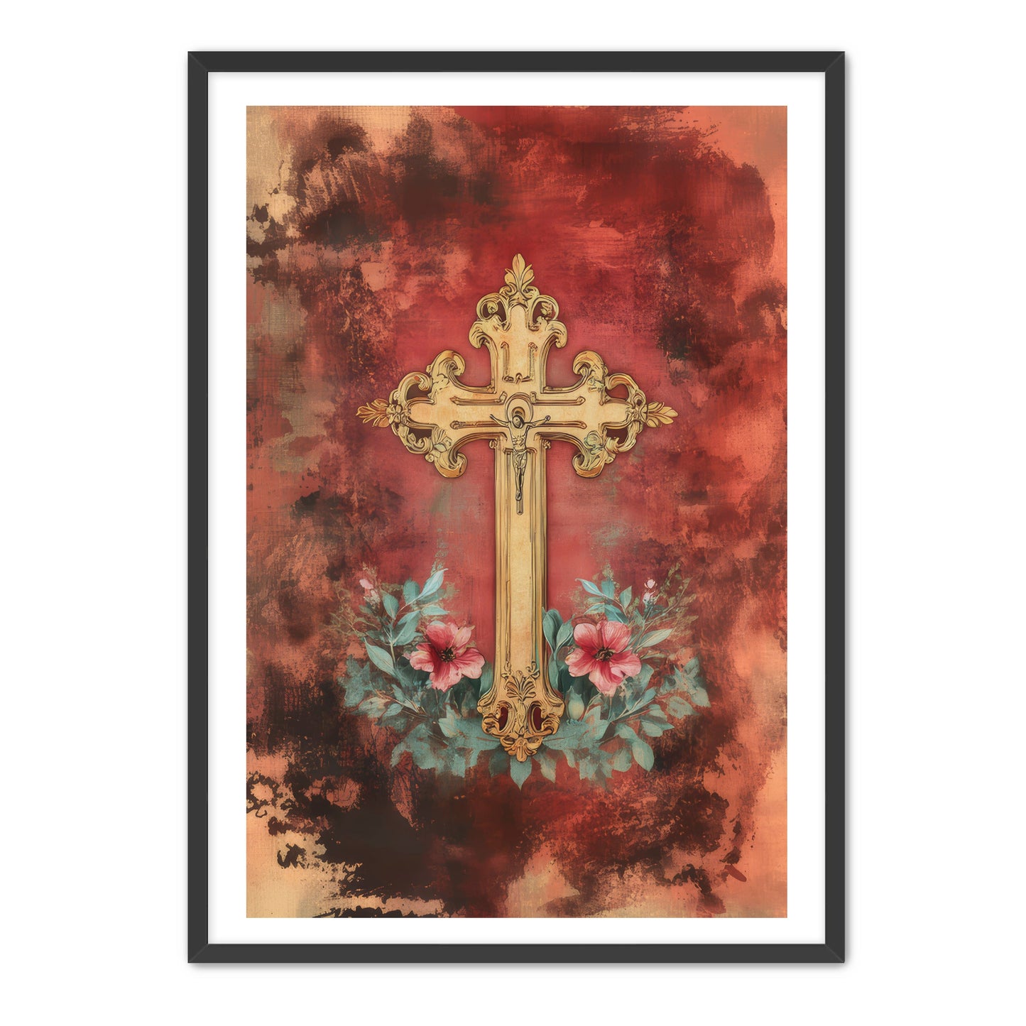 Christian Cross Print on Velvet