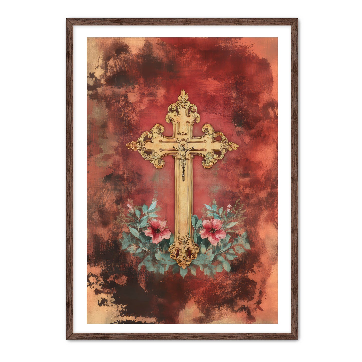Christian Cross Print on Velvet