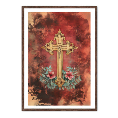 Christian Cross Print on Velvet