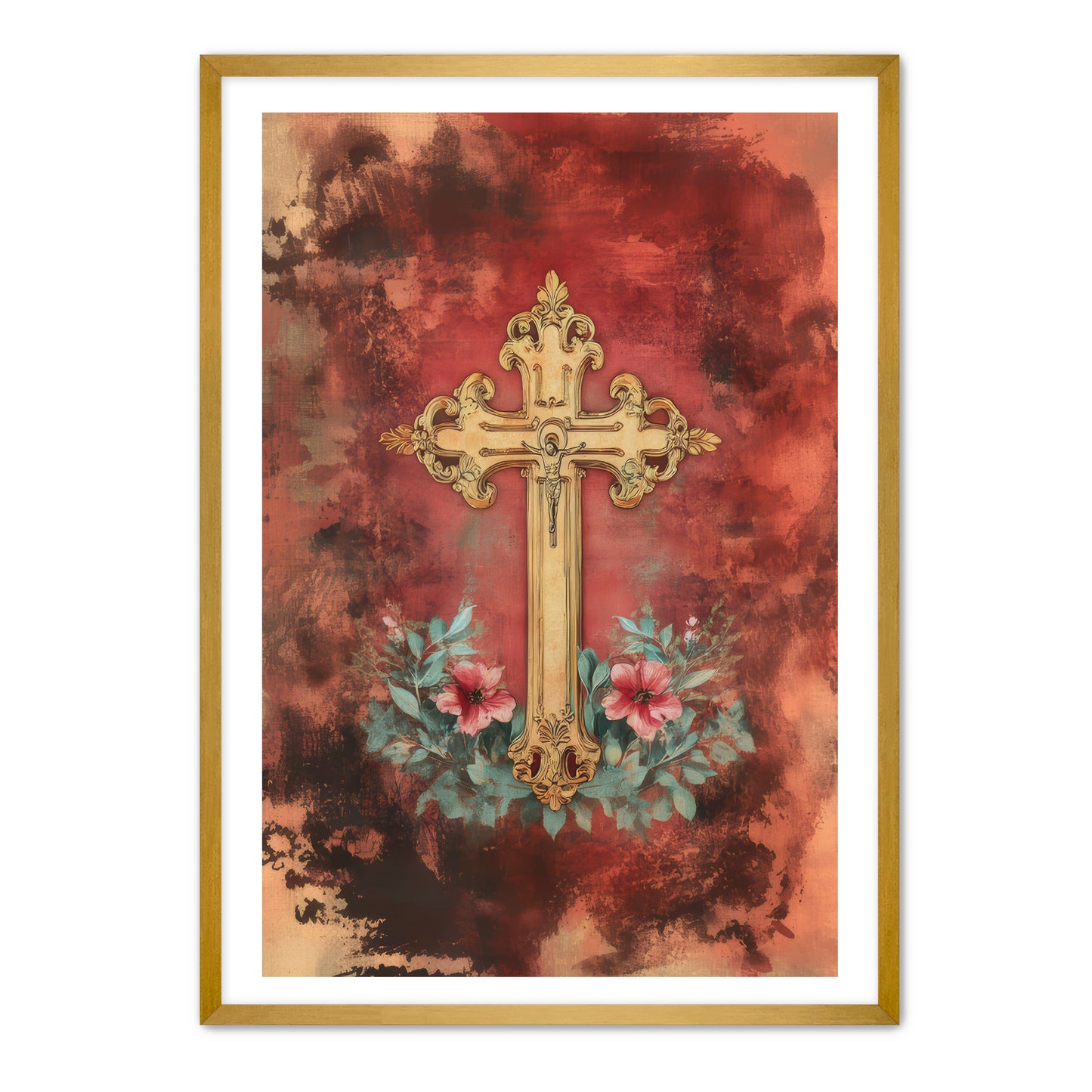 Christian Cross Print on Velvet