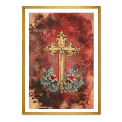 Christian Cross Print on Velvet