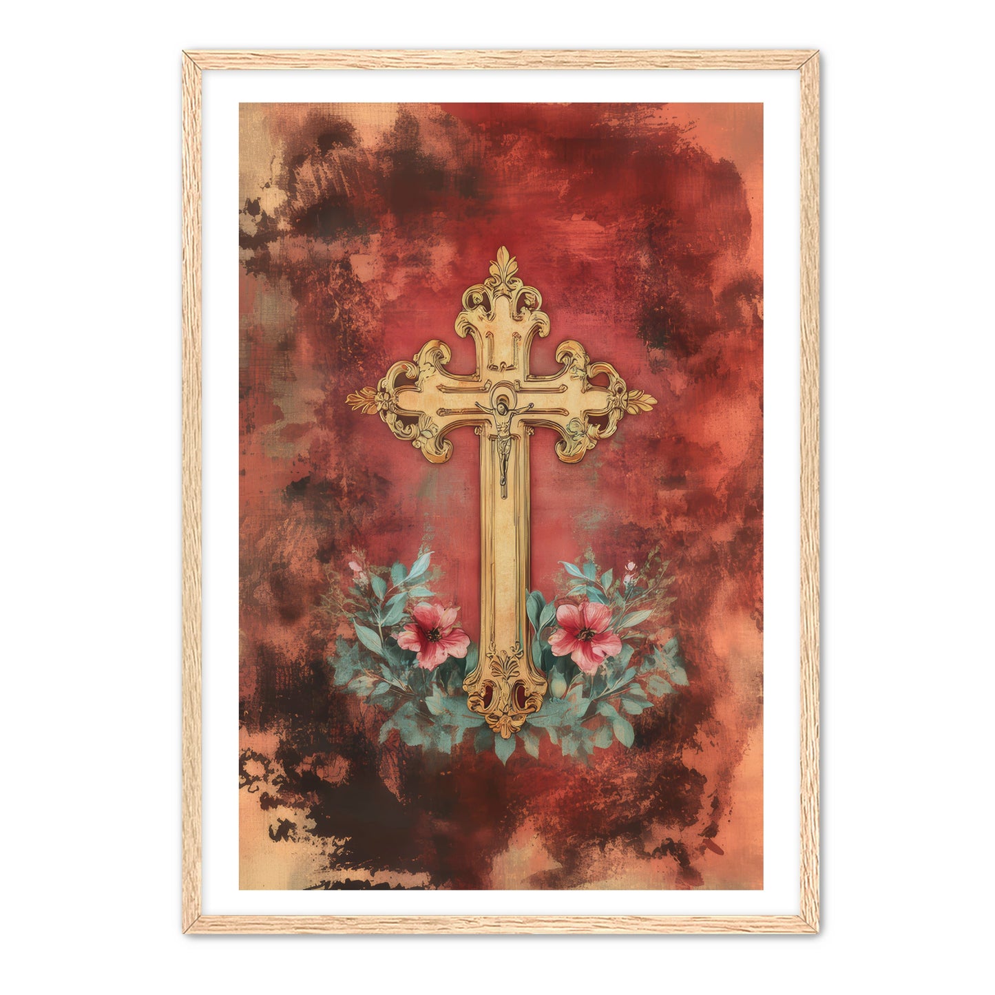 Christian Cross Print on Velvet