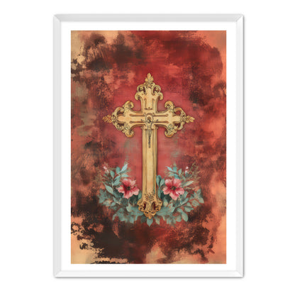 Christian Cross Print on Velvet