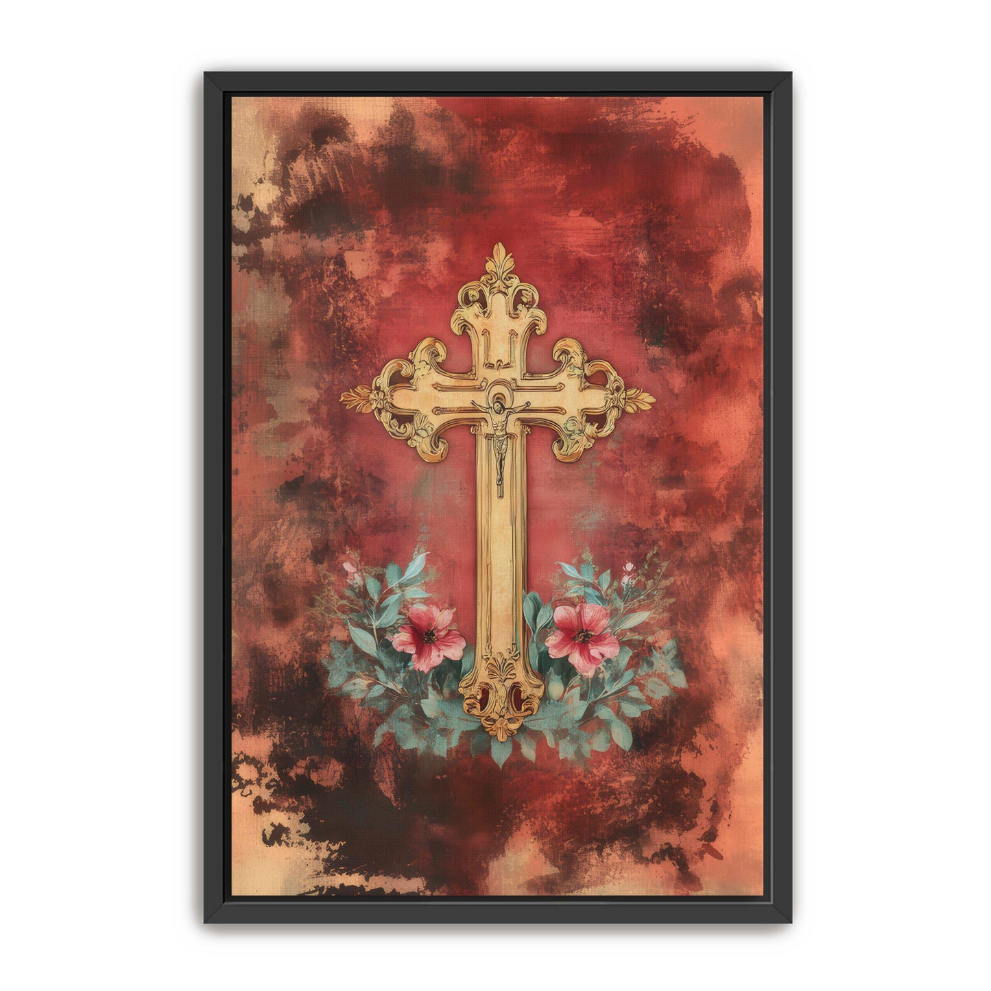 Christian Cross Print on Velvet