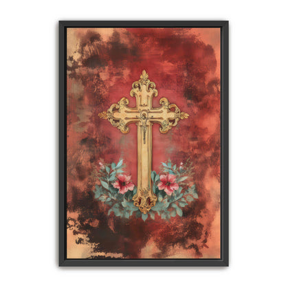 Christian Cross Print on Velvet
