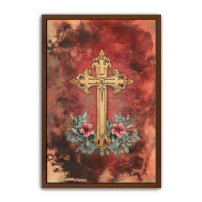 Christian Cross Print on Velvet