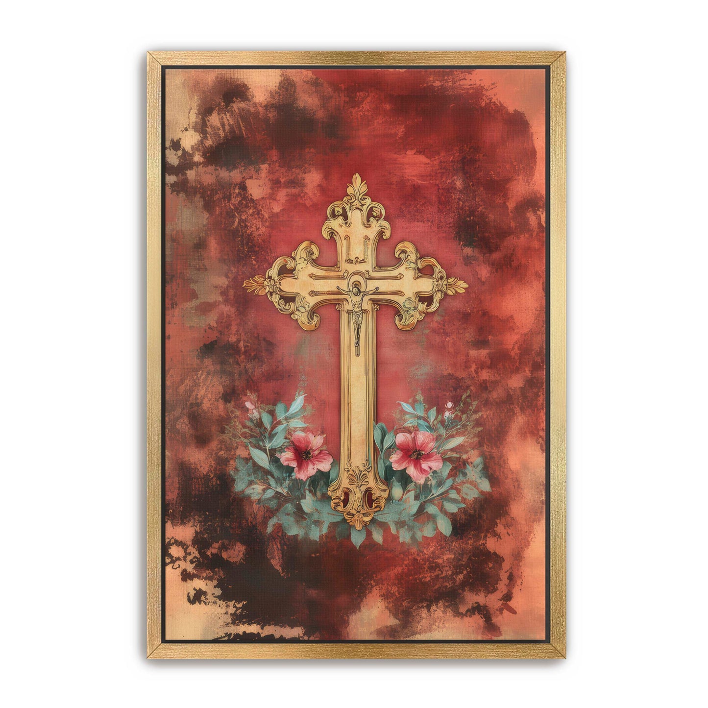 Christian Cross Print on Velvet