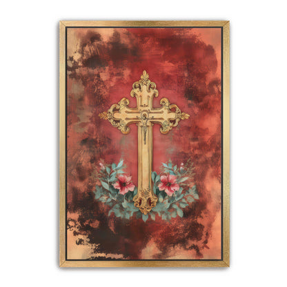 Christian Cross Print on Velvet