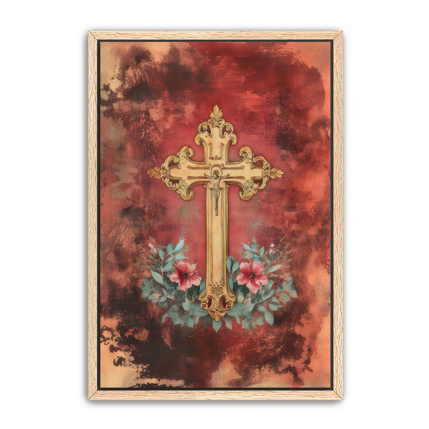 Christian Cross Print on Velvet
