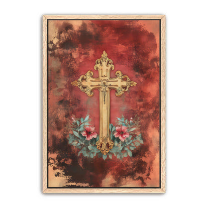 Christian Cross Print on Velvet