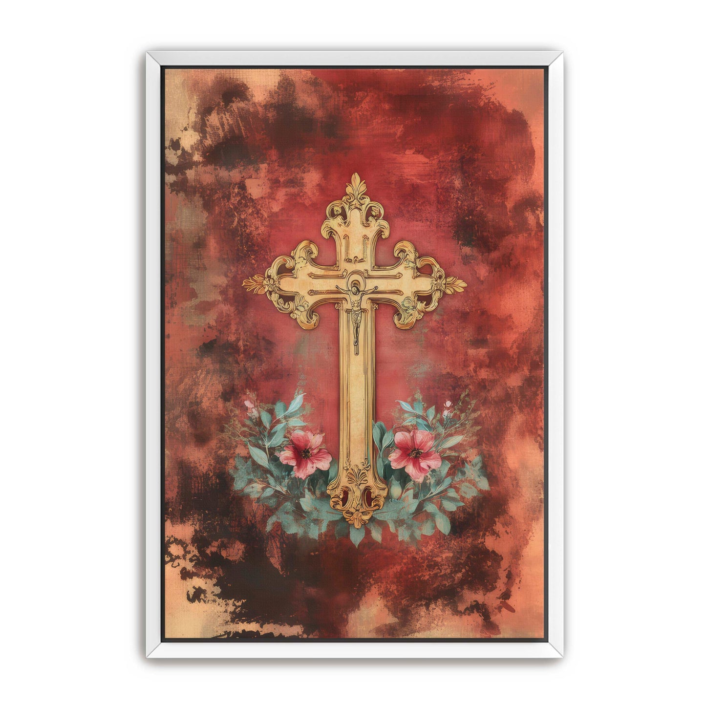 Christian Cross Print on Velvet