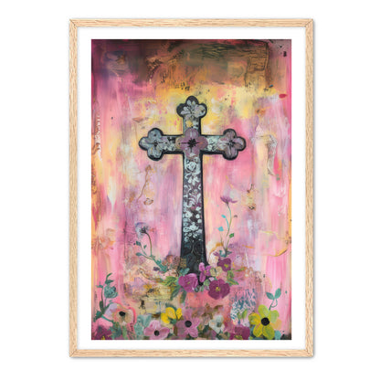 Christian Cross with Flowers