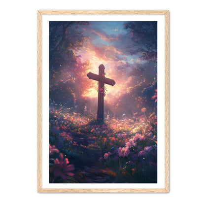 Christian Cross with Pink Flowers