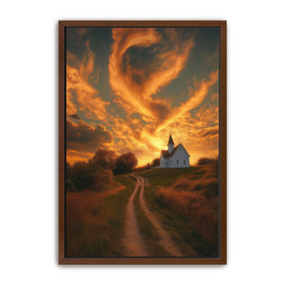 Church at Sunset in Country