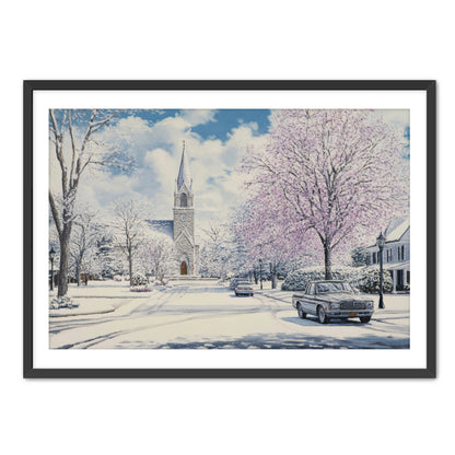 Church in Snowy Season Painting