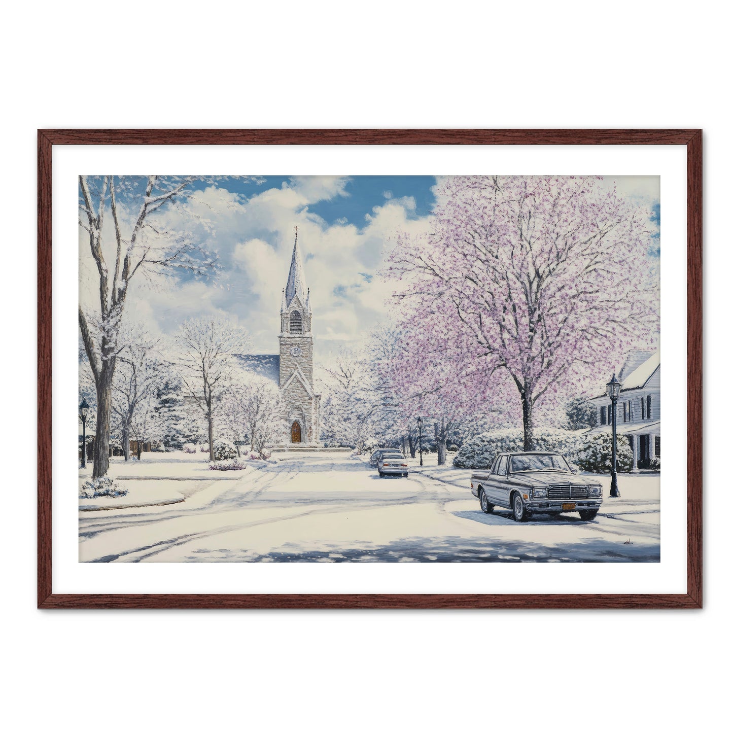 Church in Snowy Season Painting