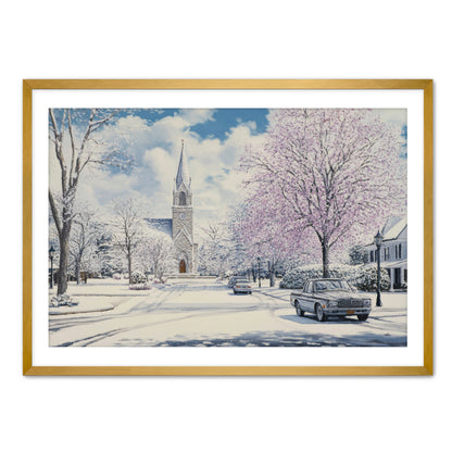 Church in Snowy Season Painting