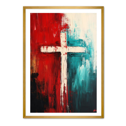 Cross Painting Red and Blue