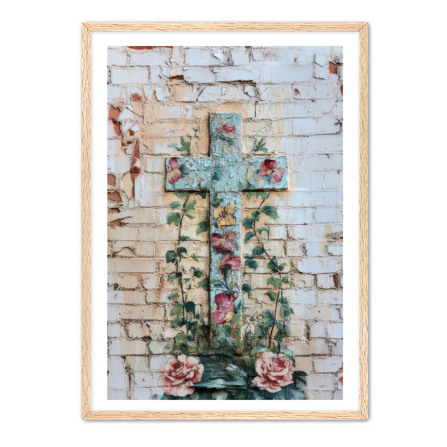 Cross Print on Brick Wall