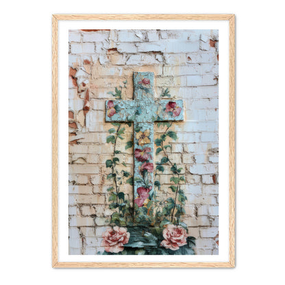 Cross Print on Brick Wall