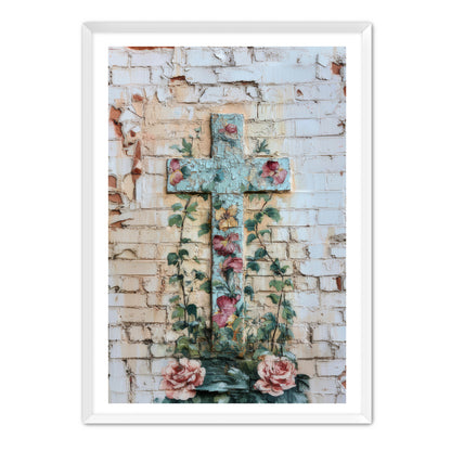 Cross Print on Brick Wall