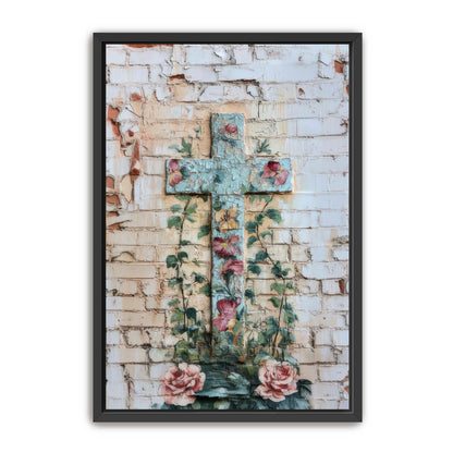 Cross Print on Brick Wall