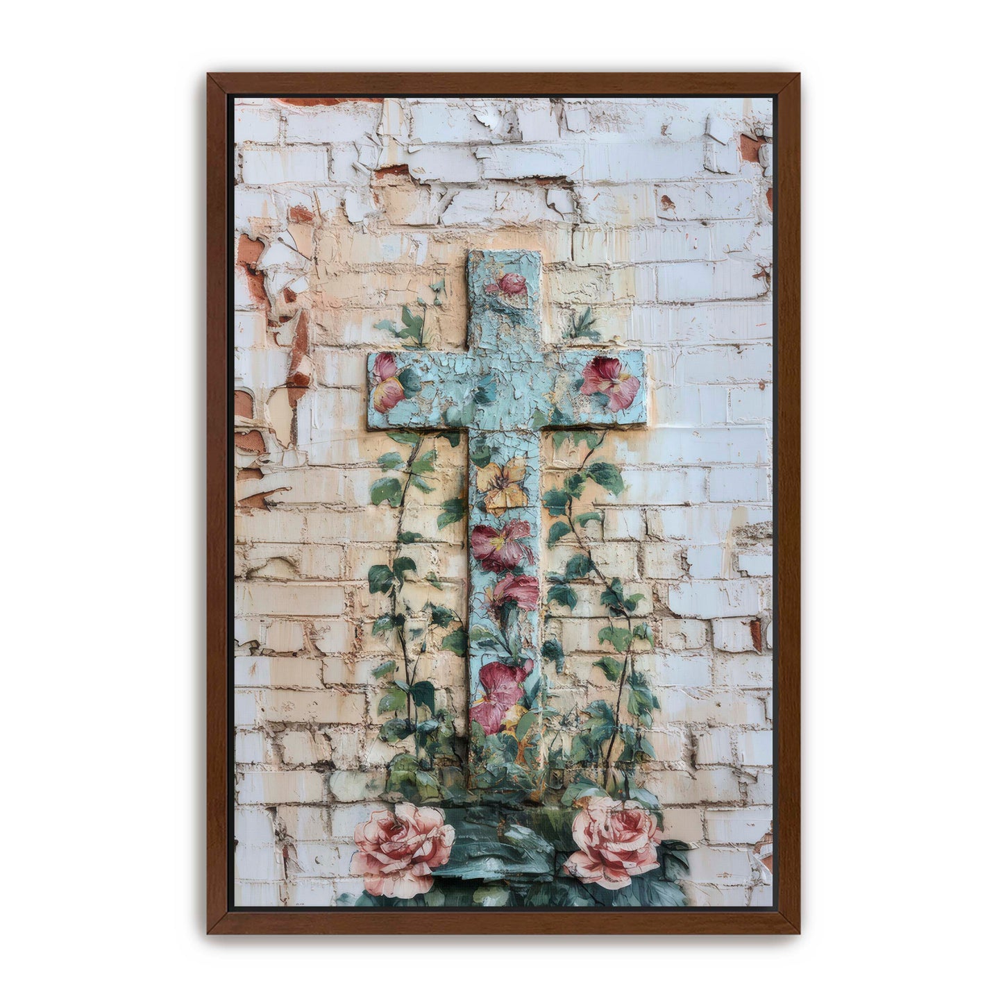 Cross Print on Brick Wall