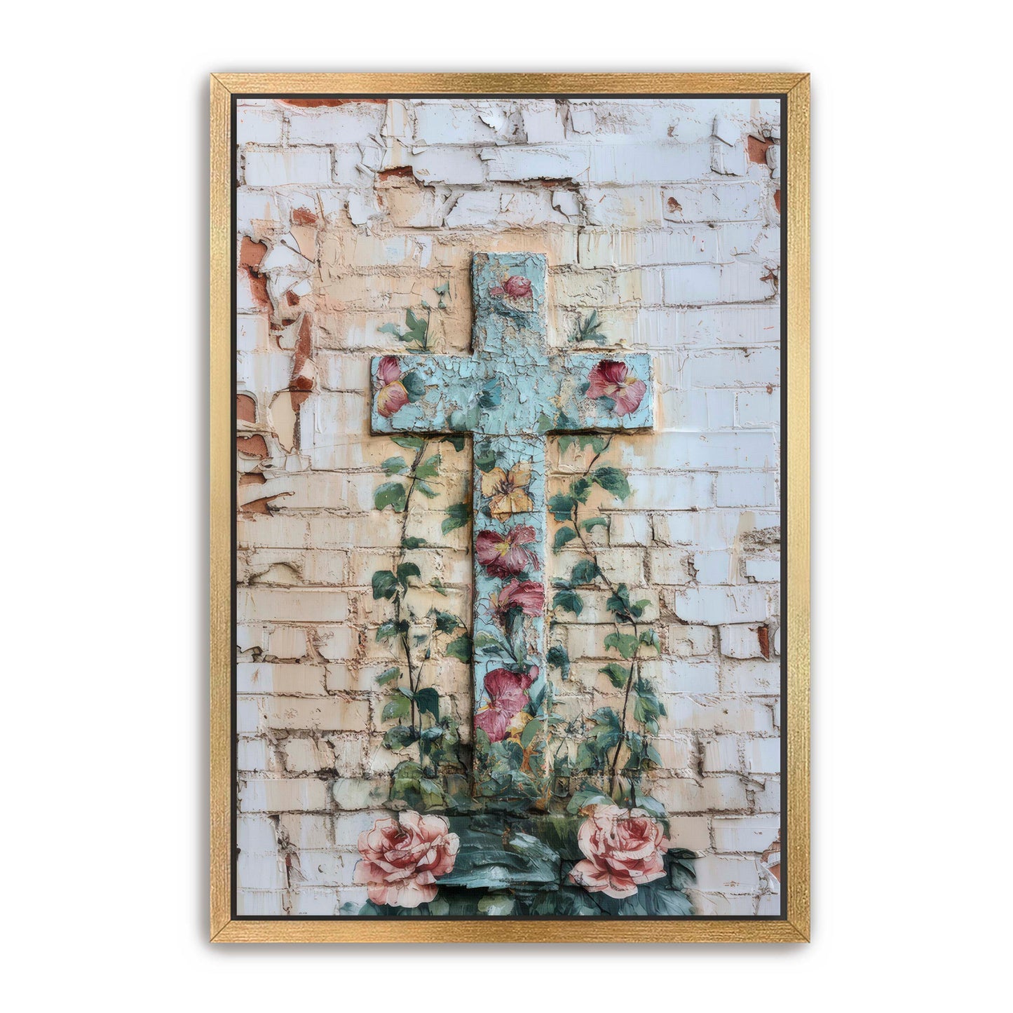 Cross Print on Brick Wall