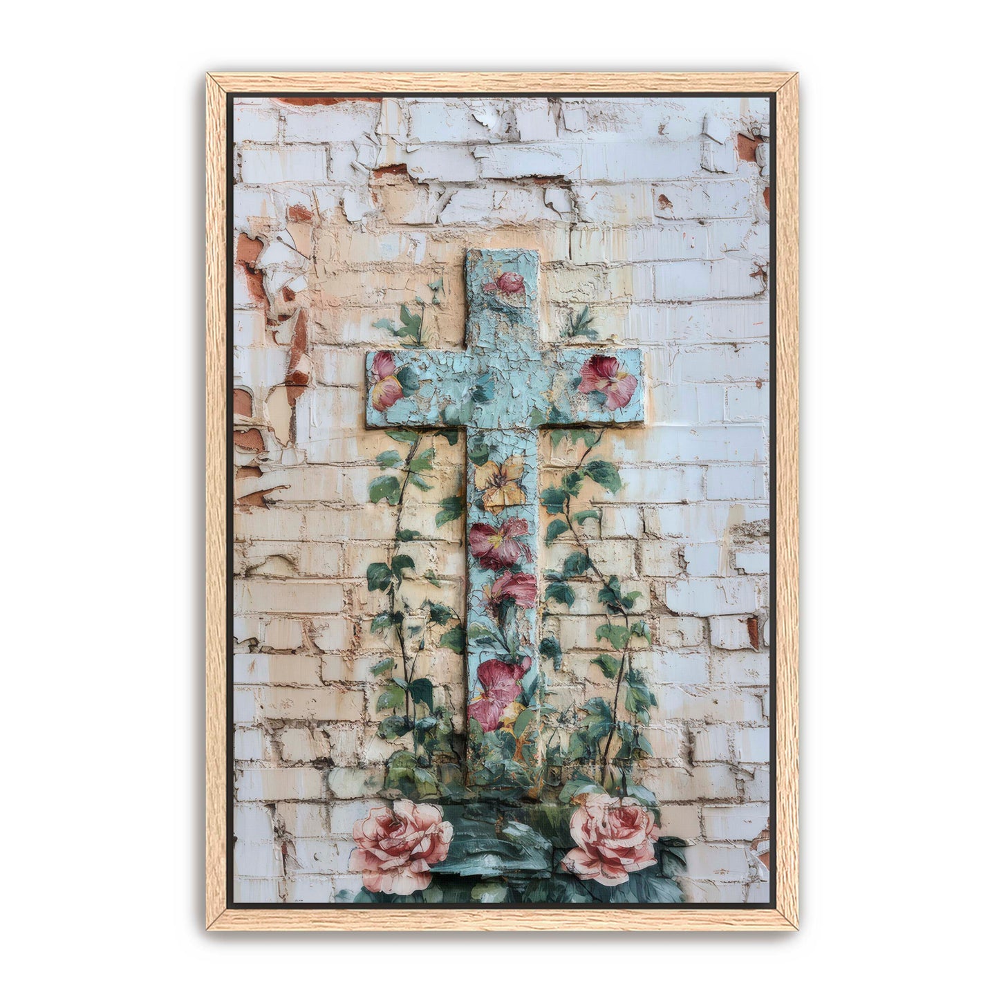 Cross Print on Brick Wall