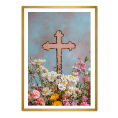 Cross Print with Daisies