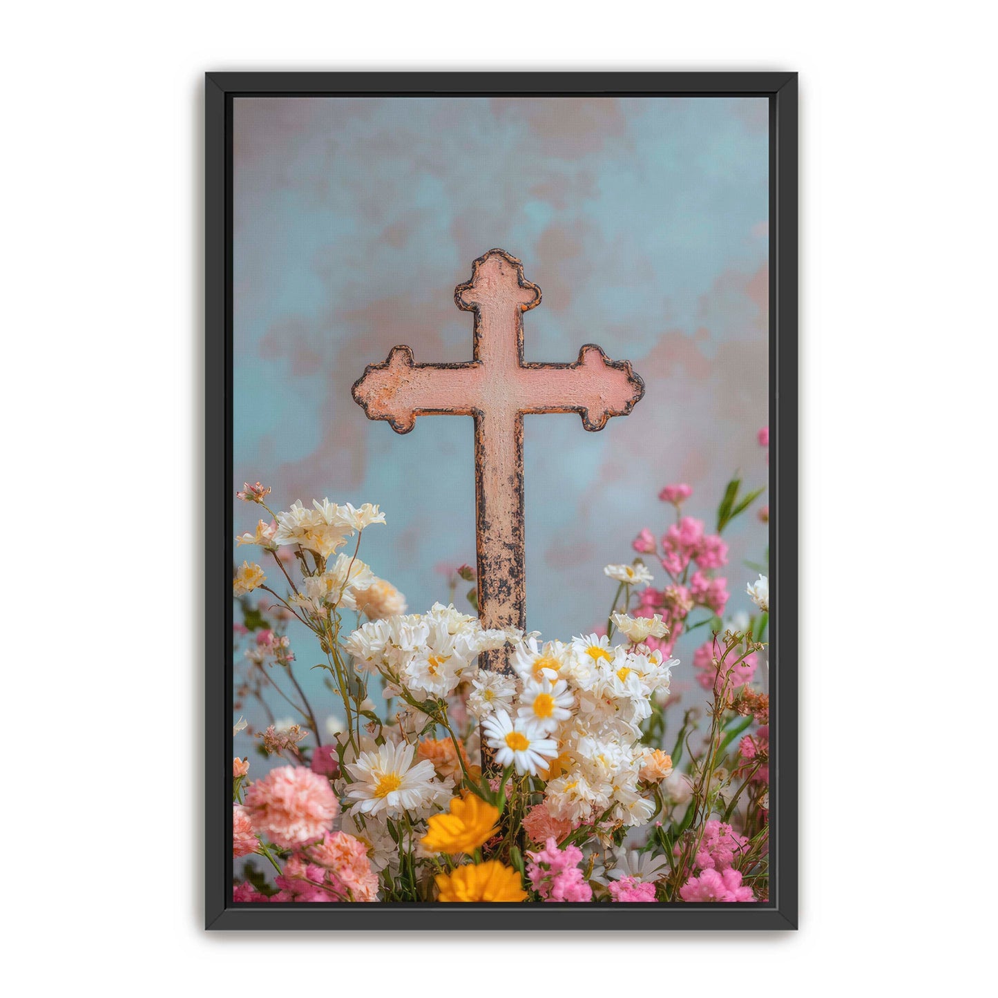 Cross Print with Daisies
