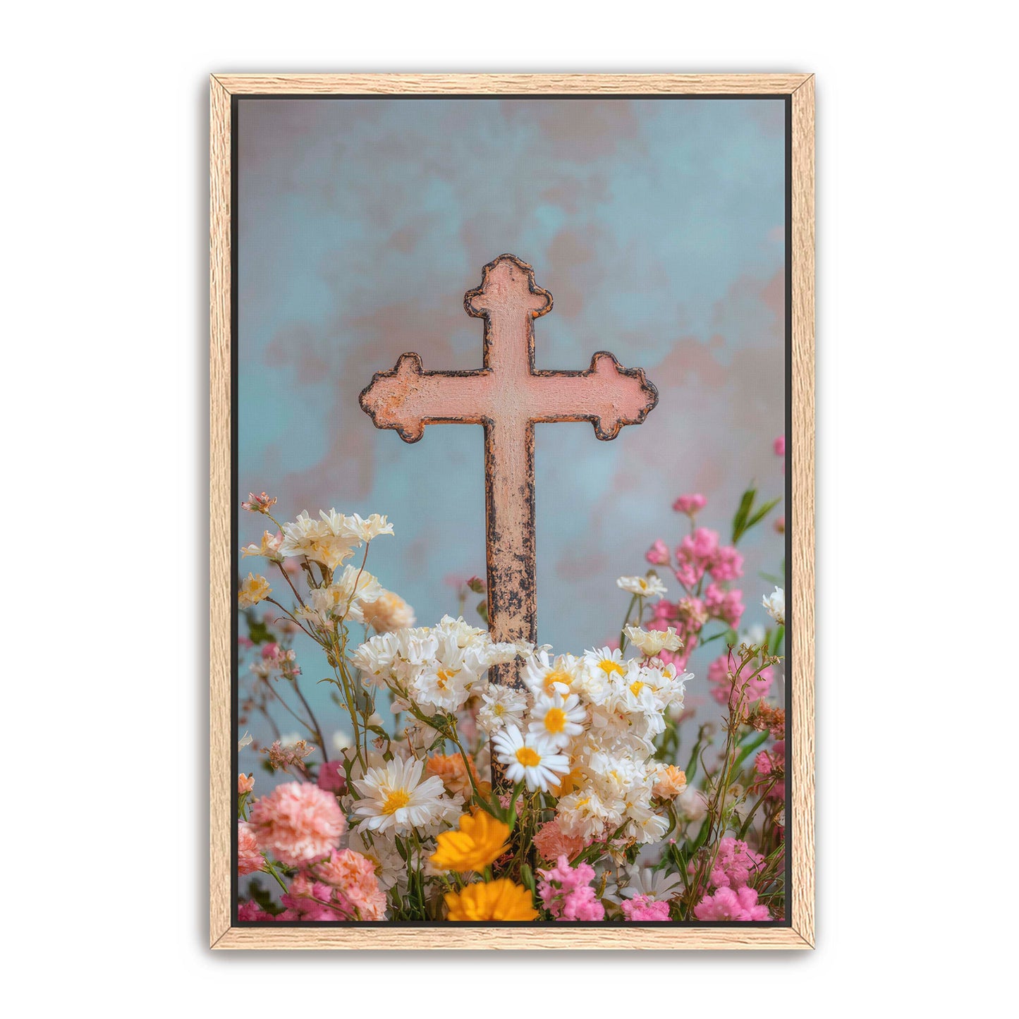 Cross Print with Daisies