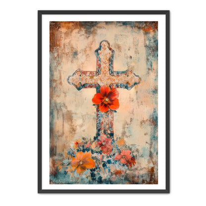 Cross with Red Flower