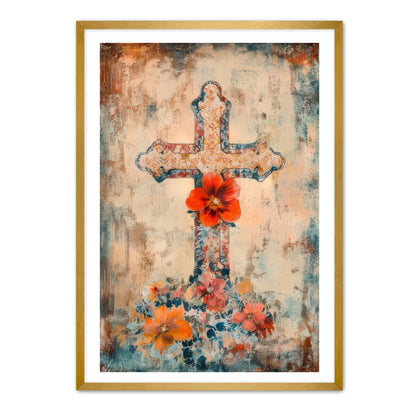 Cross with Red Flower