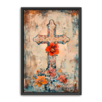 Cross with Red Flower