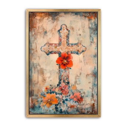 Cross with Red Flower
