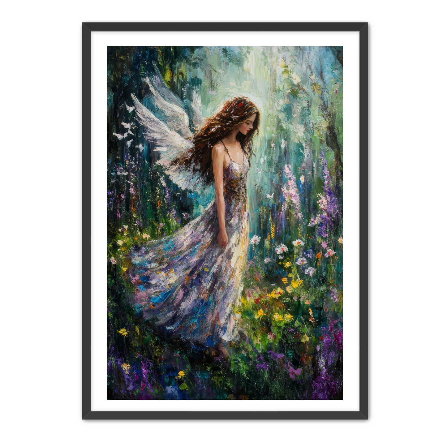 Flowers Meadow Angel Painting