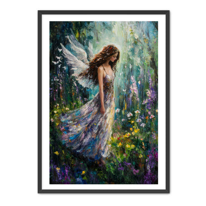 Flowers Meadow Angel Painting