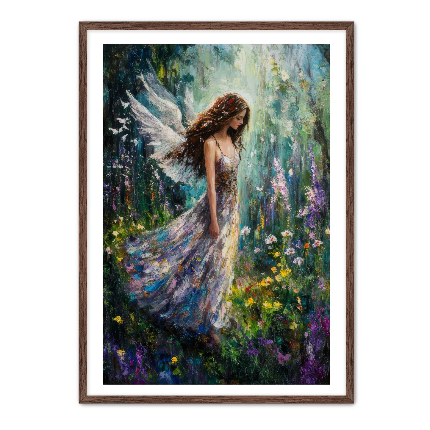Flowers Meadow Angel Painting