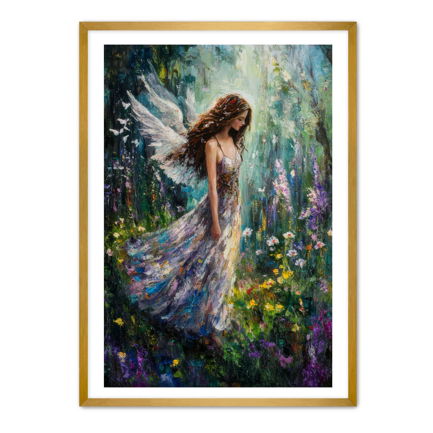 Flowers Meadow Angel Painting