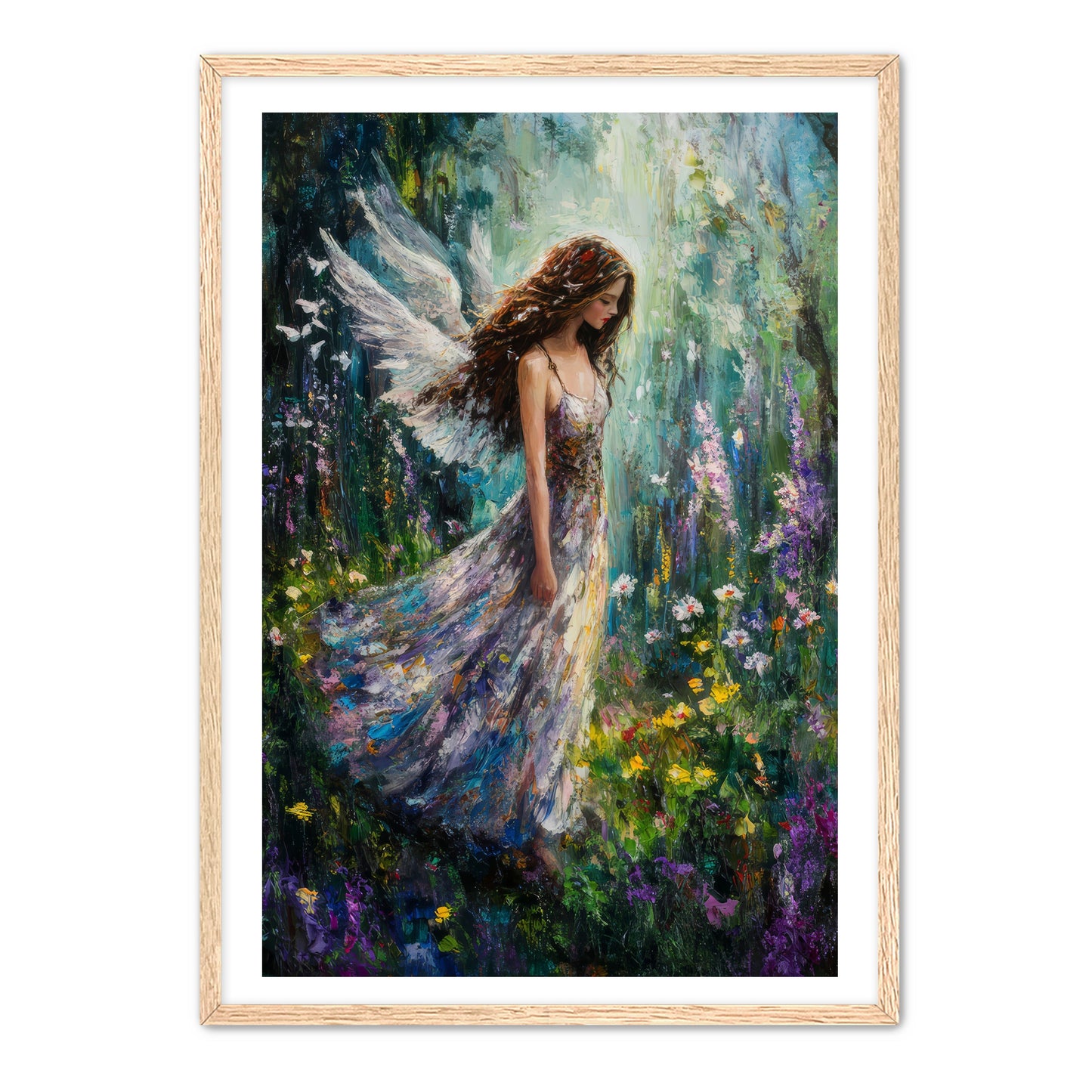 Flowers Meadow Angel Painting